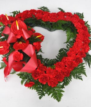 Carnation Heart Wreath with floral tie