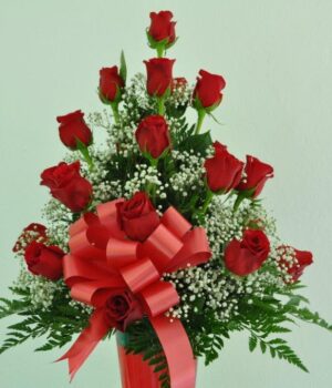 24 Red Rose Arrangement in Vase.