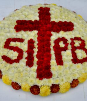 Round Wreath with Cross and Initials