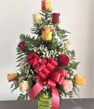 12 Rose Arrangement in Assorted Colors