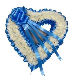 Blue and White Heart Wreath