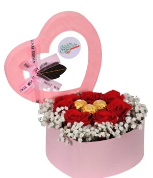 Heart Rose Box with Chocolates